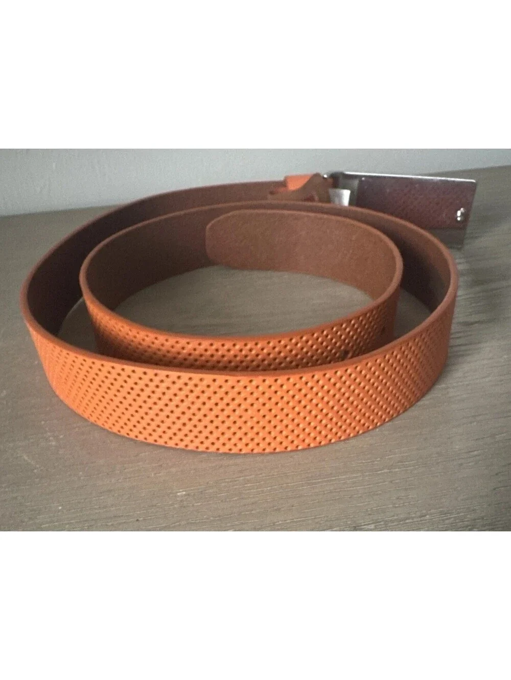 Puma Golf Leather Belt Adult Size Large Orange Silver Orange Enamel Buckle